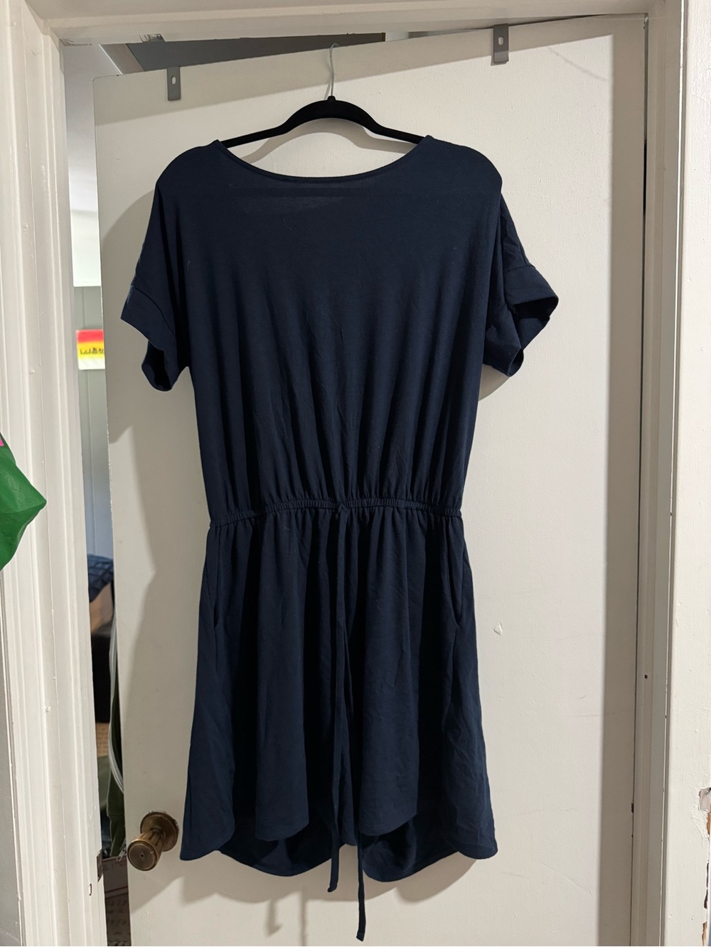 Zenana Navy Blue Romper Size 1X Drawstring Waist Short Sleeve